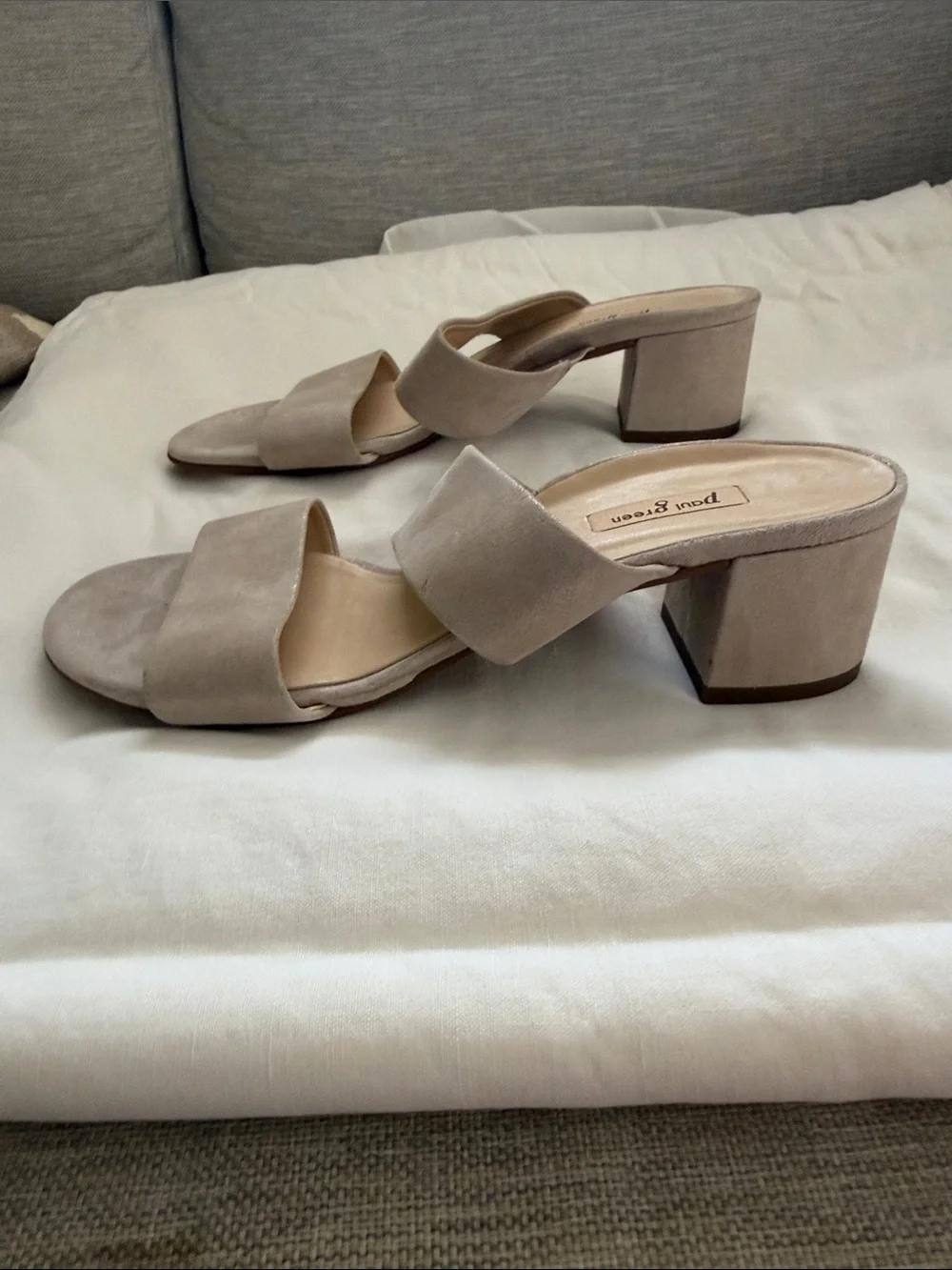 Paul Green Beige Double-Strap Slide Sandals